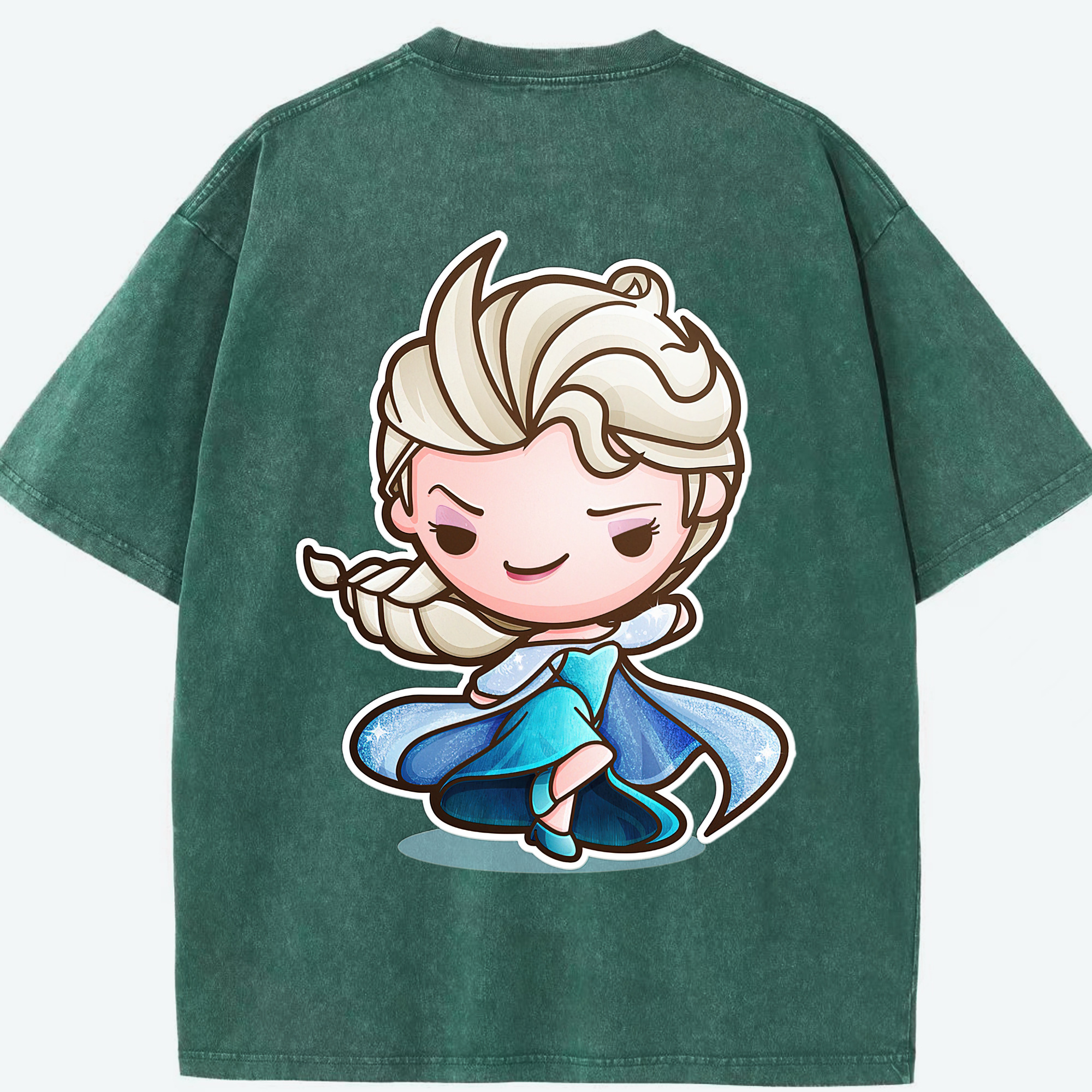 （画像用） アナと雪の女王 アンナ エルサ Frozen Anna Elsa 綿100% ヴィンテージ風 半袖Tシャツ（背面プリント）